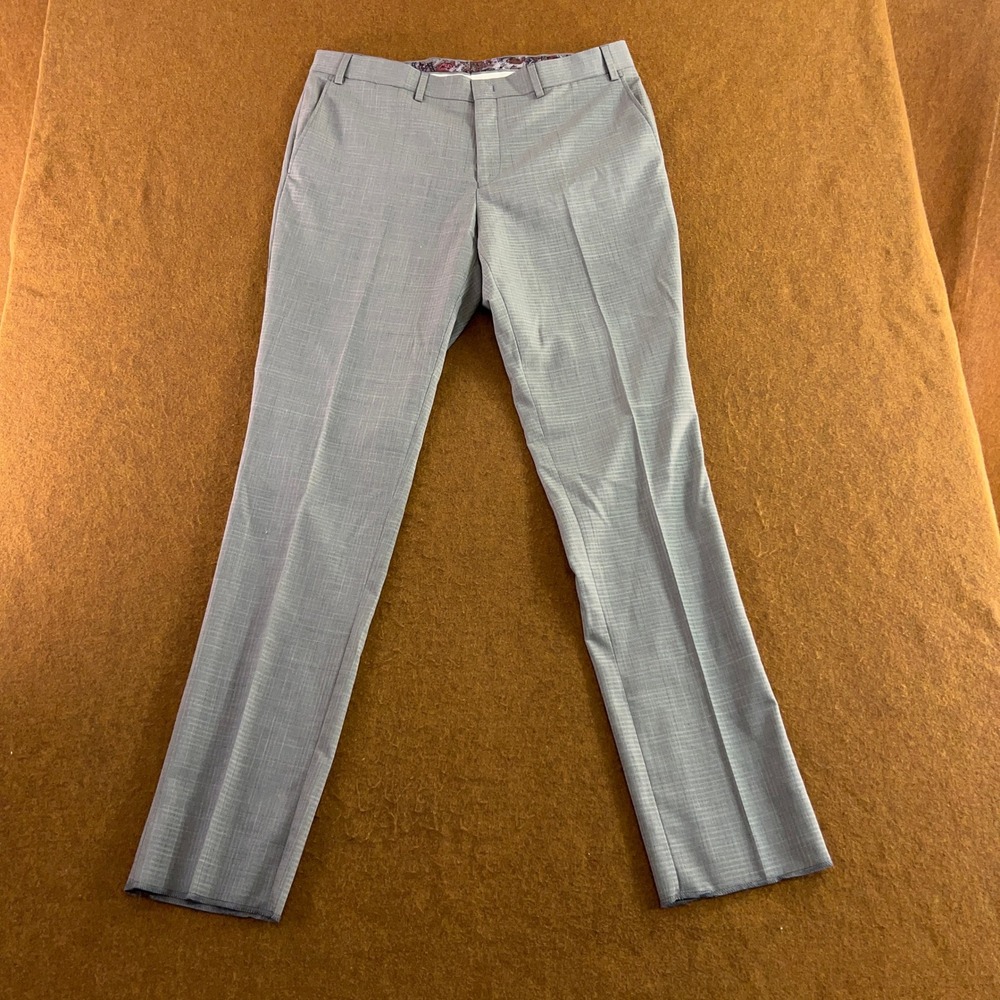 Tallia Mens 35W x 33 Raw Hem Grey Vada Textured Slim Fit Dress Pants NWT